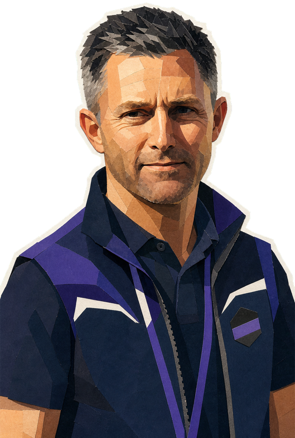 Douglas Ryder paper-collage staff portrait