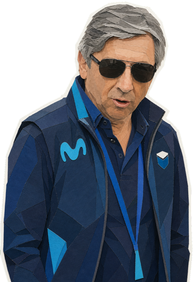 Eusebio Unzue paper-collage staff portrait