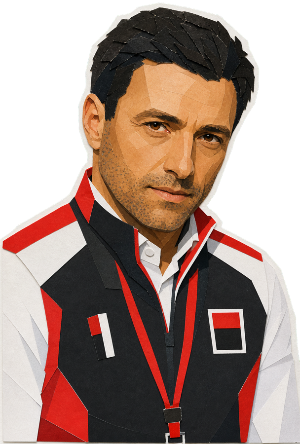 Mauro Gianetti paper-collage staff portrait