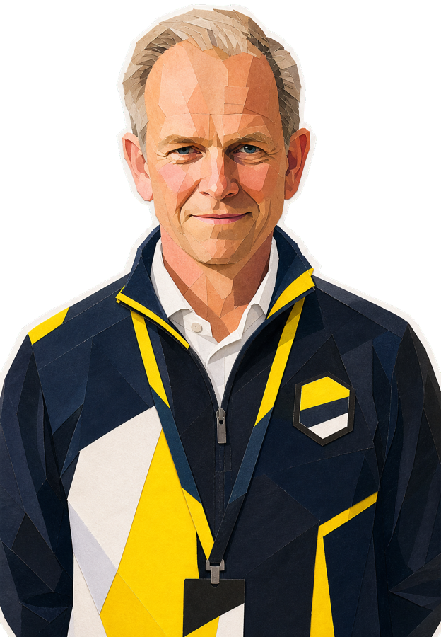 Richard Plugge paper-collage staff portrait