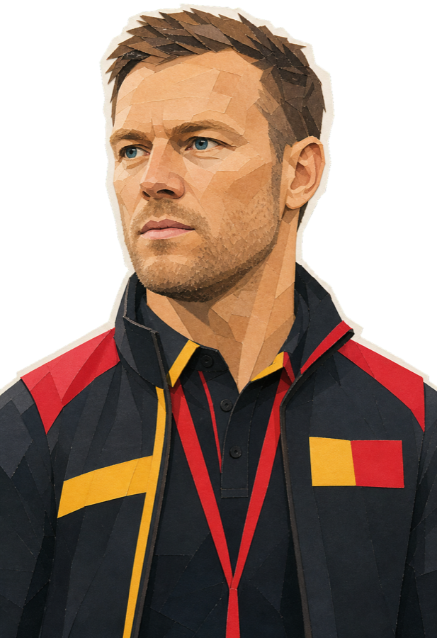 Thor Hushovd paper-collage staff portrait