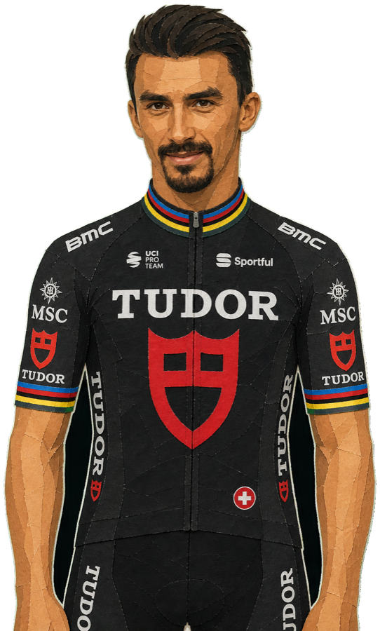 Julian Alaphilippe paper-collage portrait